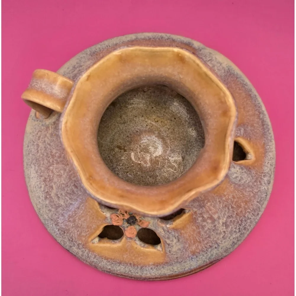 Candle Holder  Ceramic , Hand Thrown.  2 Piece Glazed Finish.‎